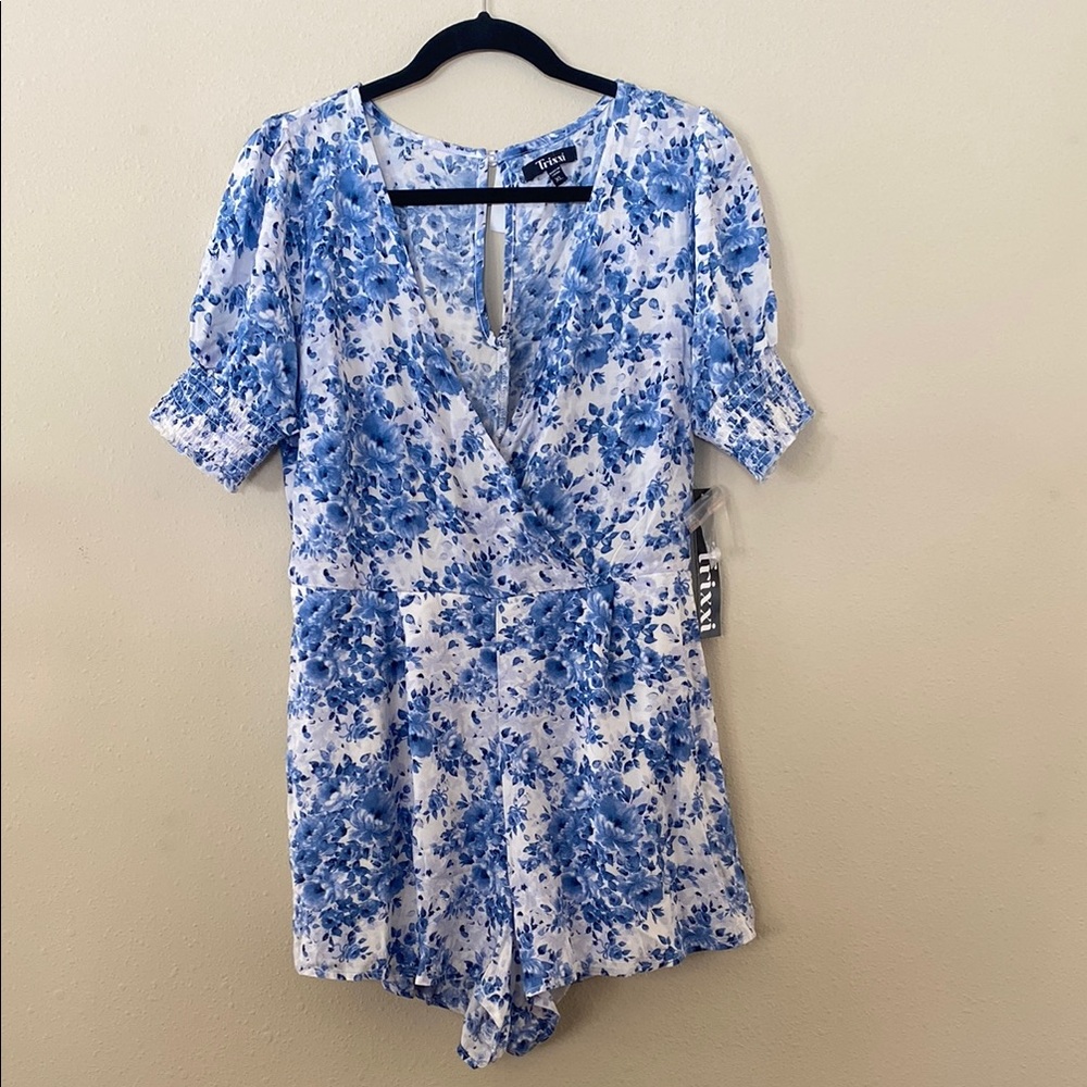 Blue Floral Romper NWT